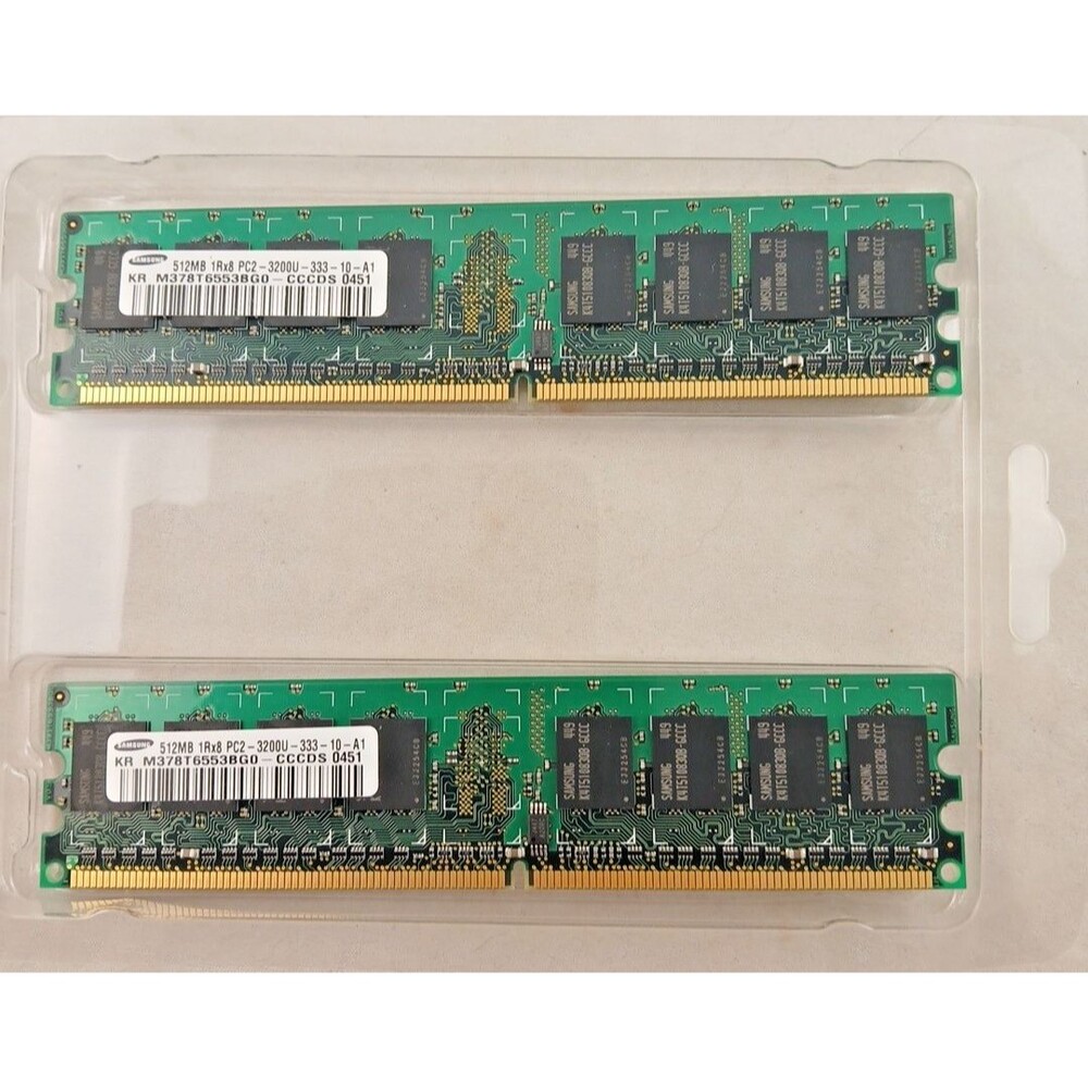 2 Samsung 512MB 1RX8 PC2-3200U-333-10-A1 KR M378T6553BG0-CCC 0441 DDR2 Memory